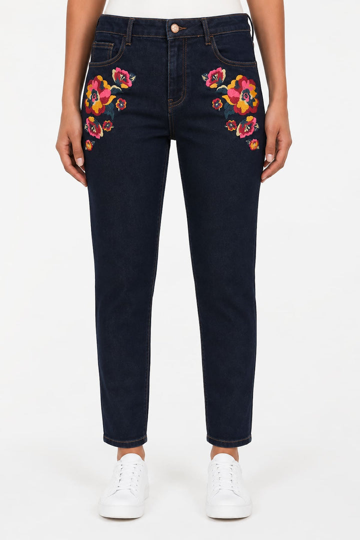 Jeans à broderies florales pour femme Coco y Club