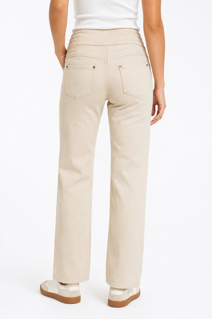 Jeans à jambe droite et taille à double bouton pour femme Coco y Club