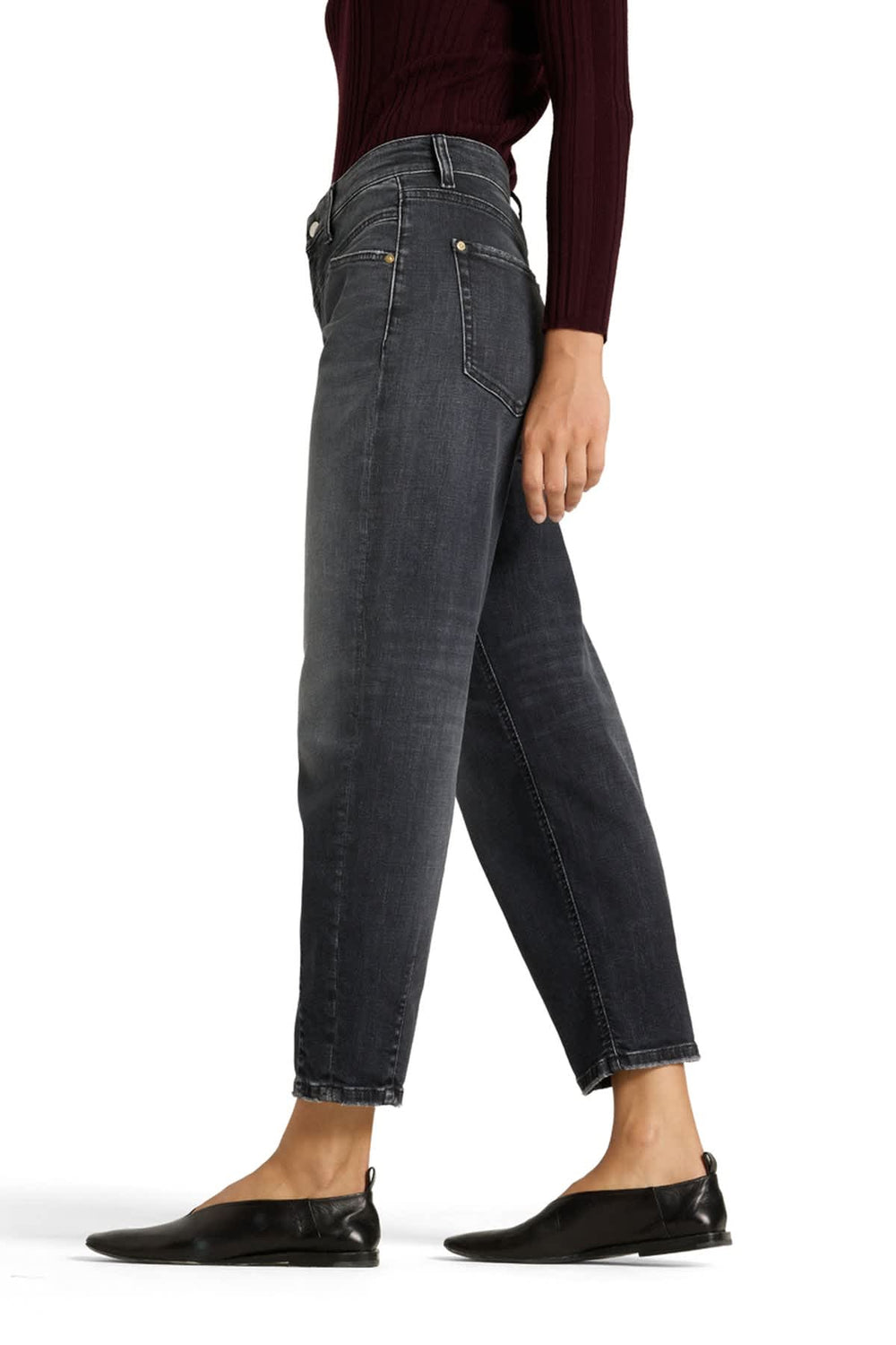 Jeans droit écourté bleu vue de face pour femme Cambio