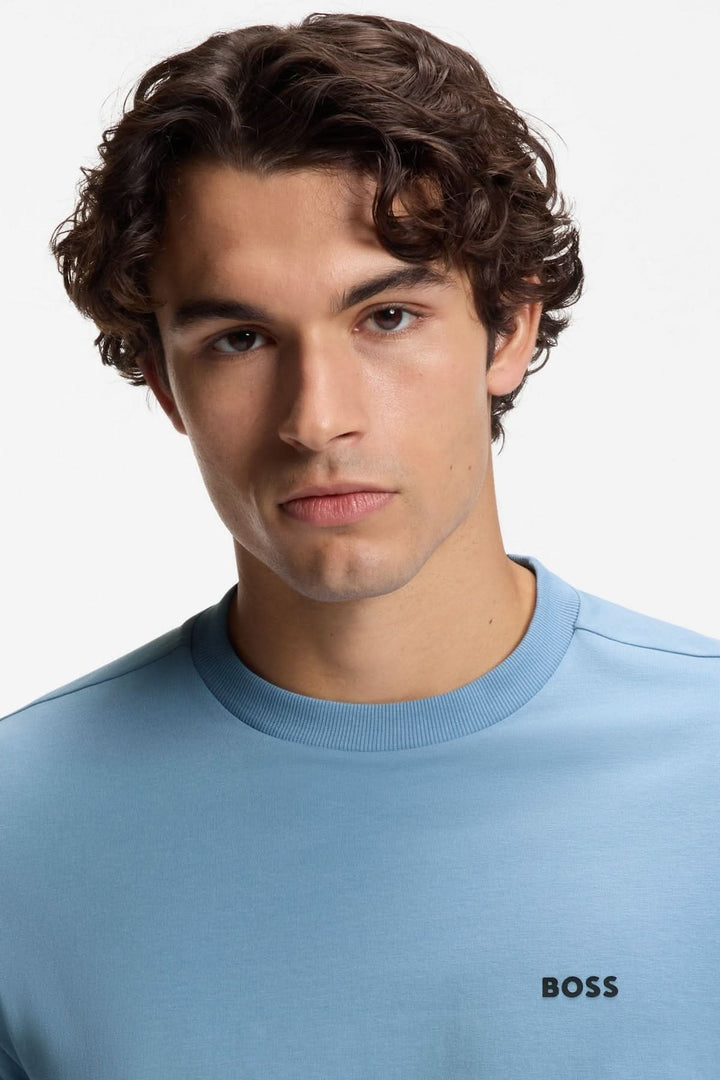 Stretch cotton T-shirt with logo