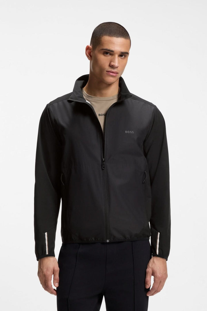 Lightweight zip-up jacket with a high collar