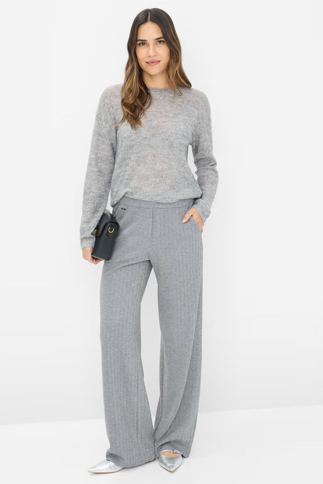Pantalon à jambe large en jersey chevron