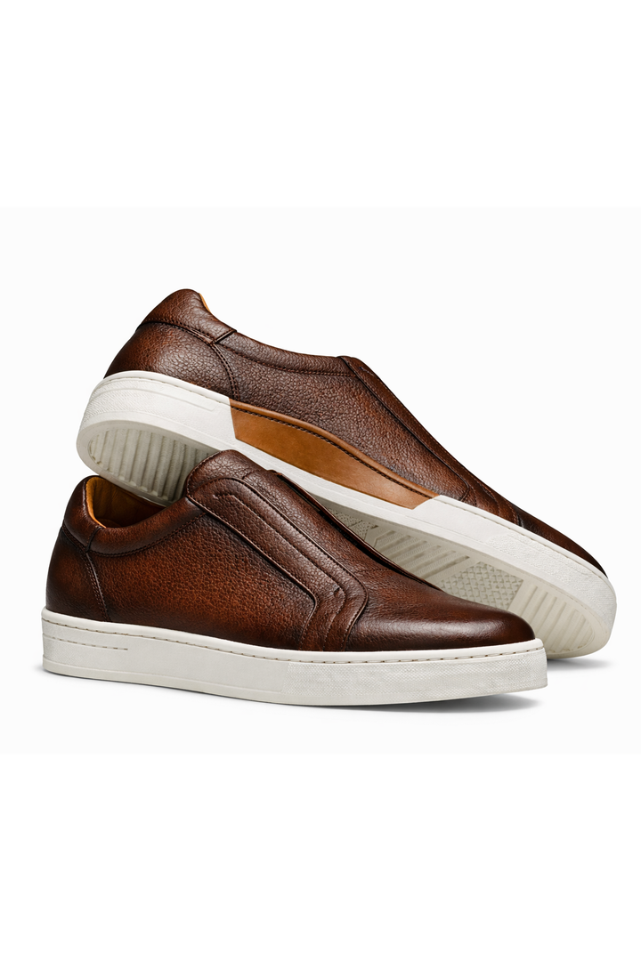 Espadrille gasol en cuir sans lacets avec semelle Ottawa et insert en cuir cousu, silhouette élégante et moderne, ajustement facile