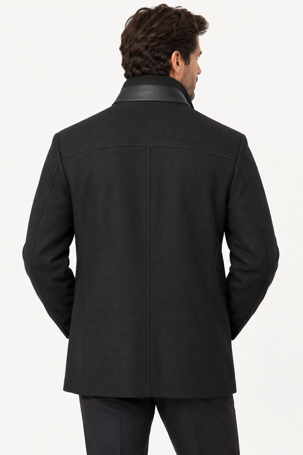 Front view of the men's short stand-collar coat Lief Horsens