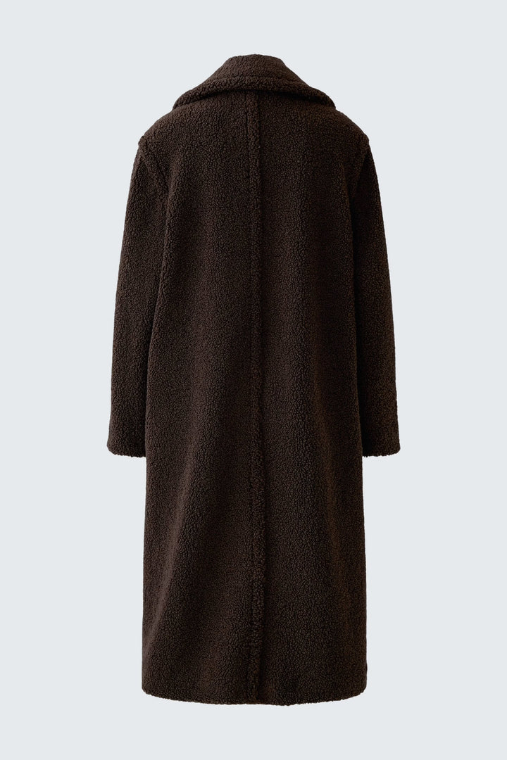 Vue de détail manteau long effet peluche marron Oui pour femme - Valérie Simon