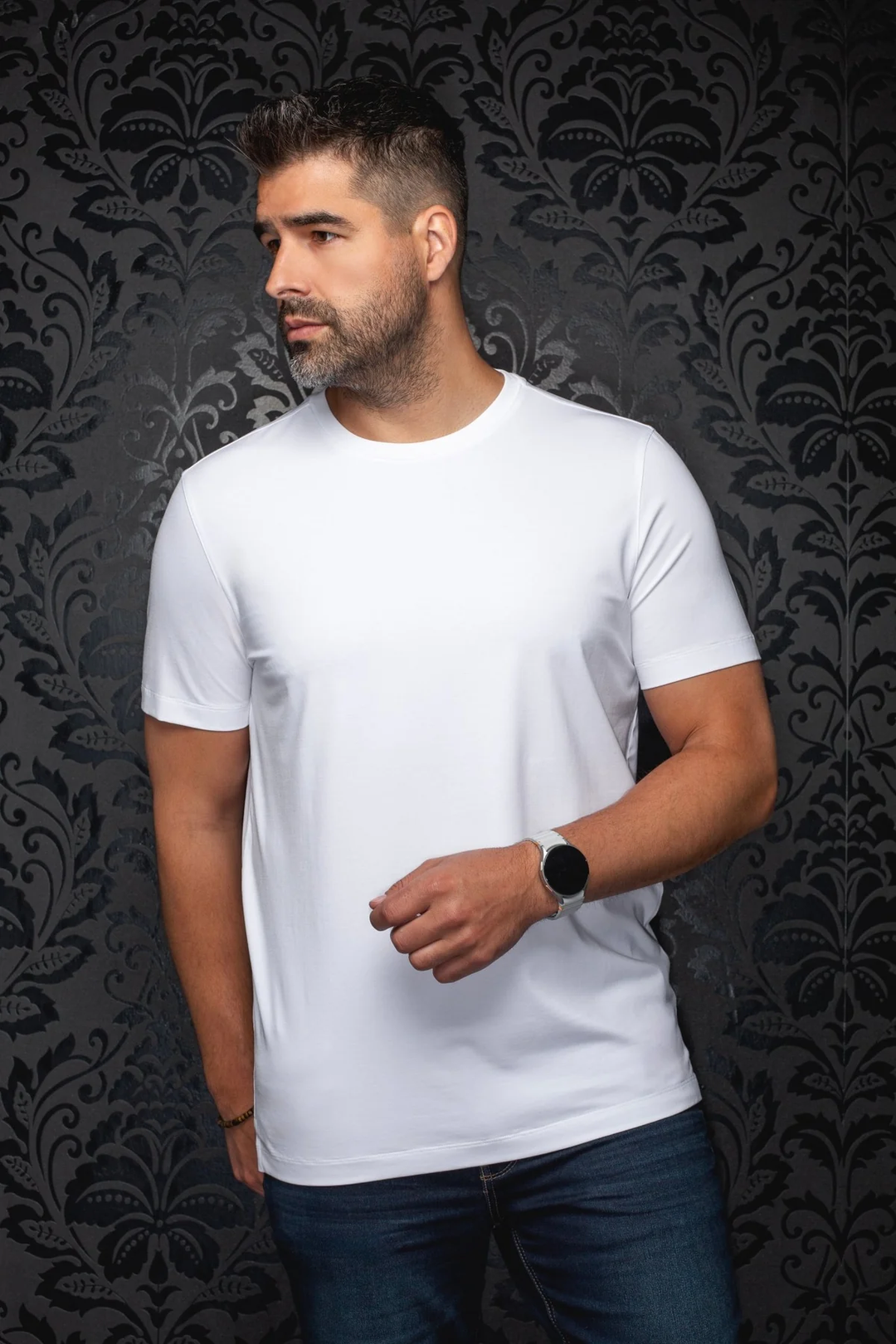 T-shirt en modal et coton mercerisé à col rond