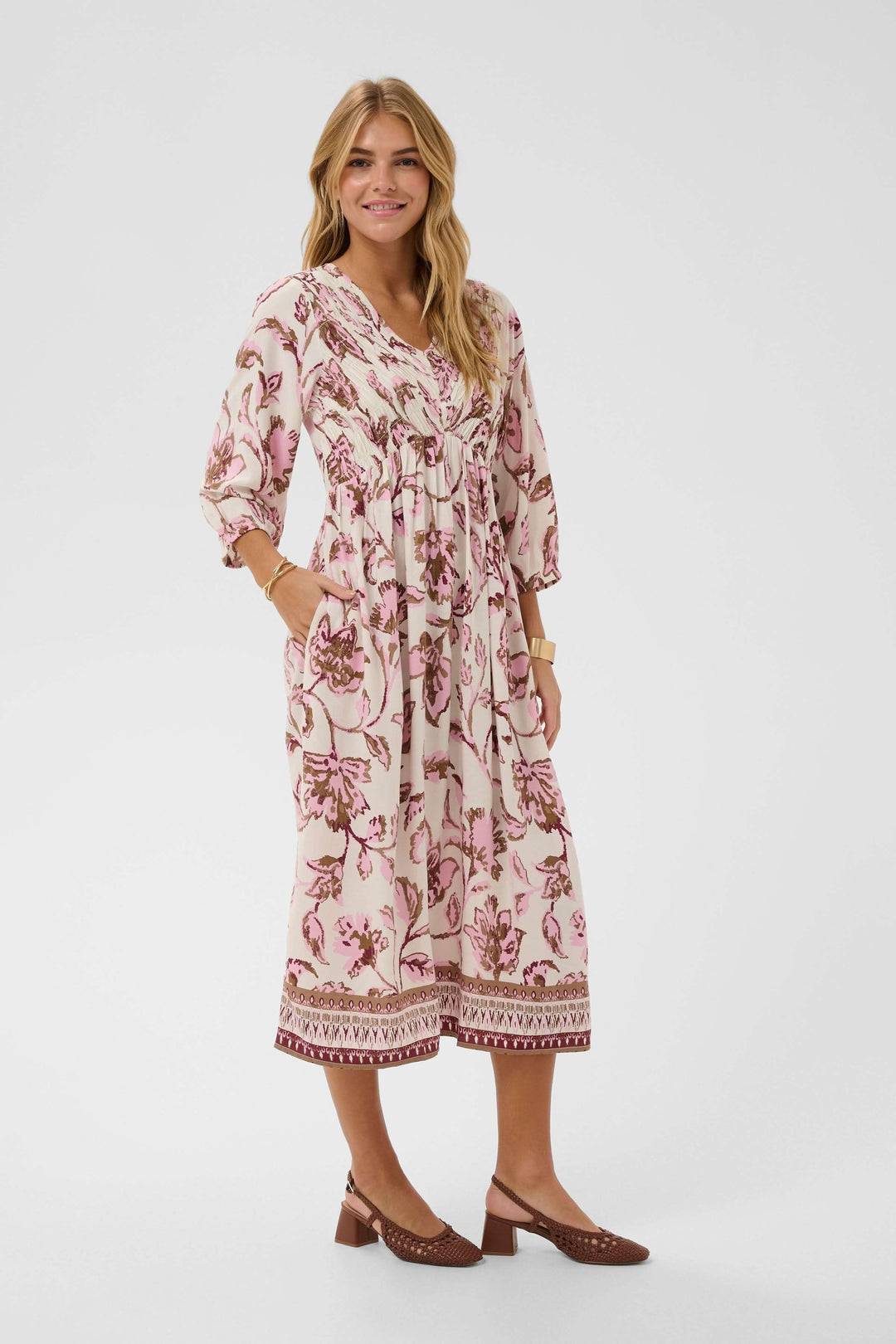 Robe midi fluide à imprimé floral
