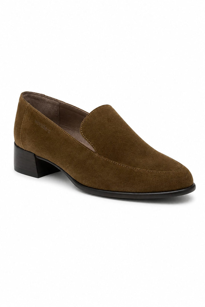 Mocassins en suède à petit talon pour femme Wonder