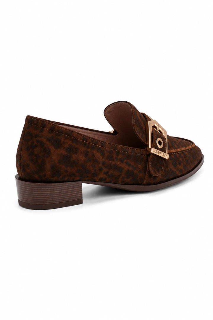 Mocassins Turin à talon avec boucle métallique vue de face pour femme Hispanitas