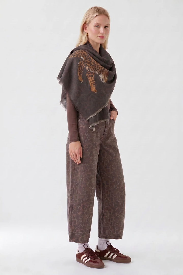 Foulard à imprimé léopard