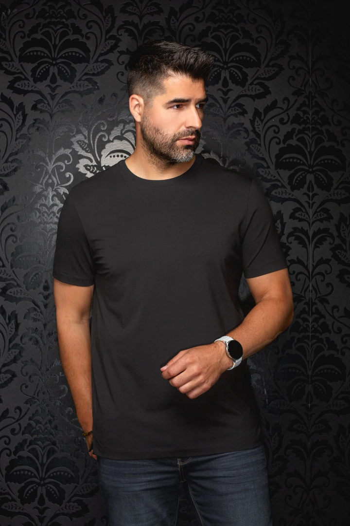 T-shirt en modal et coton mercerisé à col rond