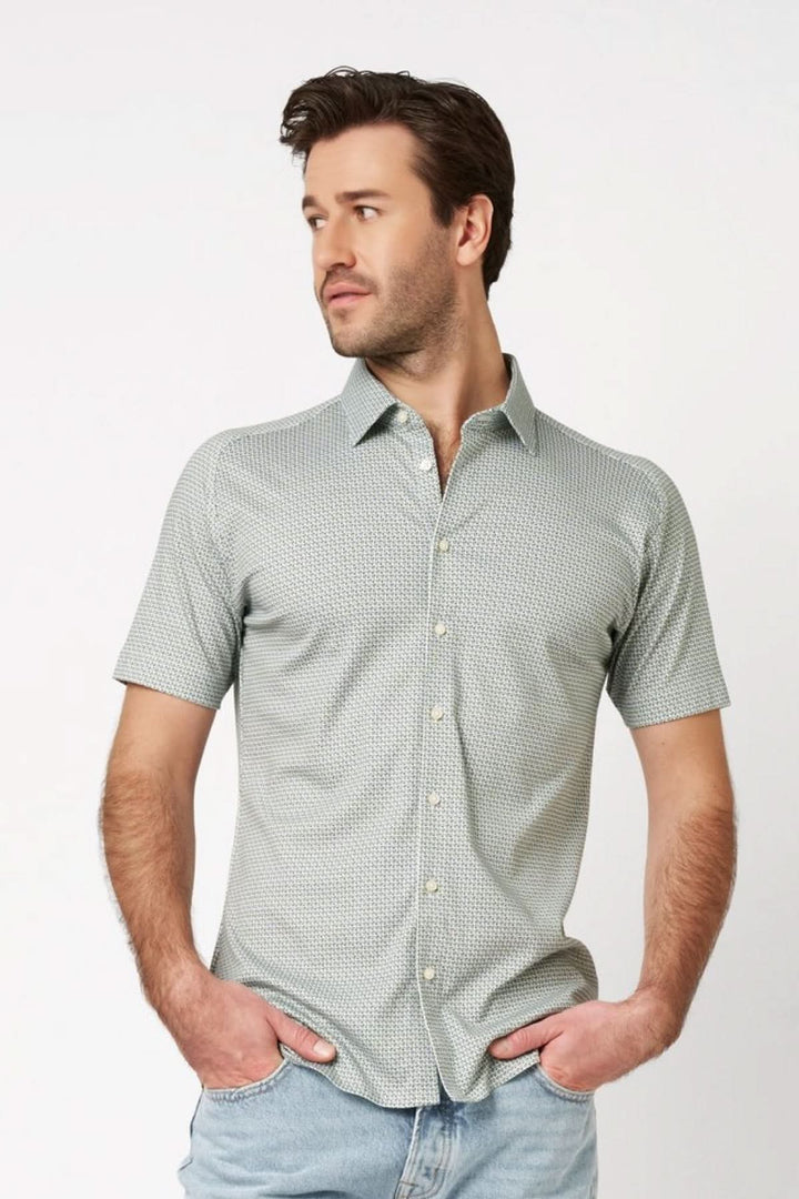 Stylish short-sleeve shirt with a micro-print