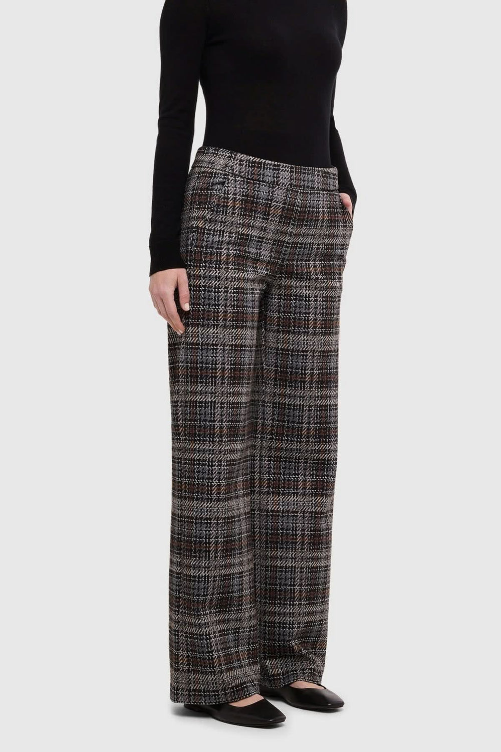 Women's wide-leg plaid pants by Mac Jeans
