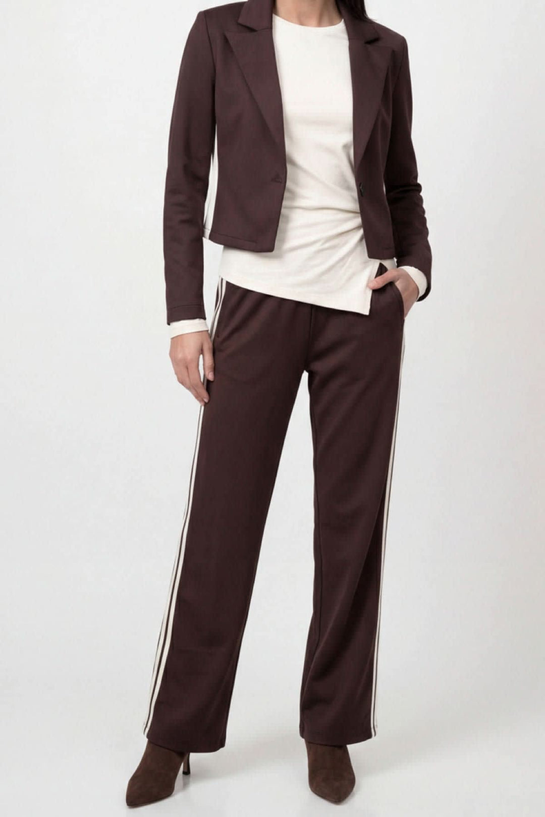 Pantalon à jambe large avec bandes latérales pour femme Monari