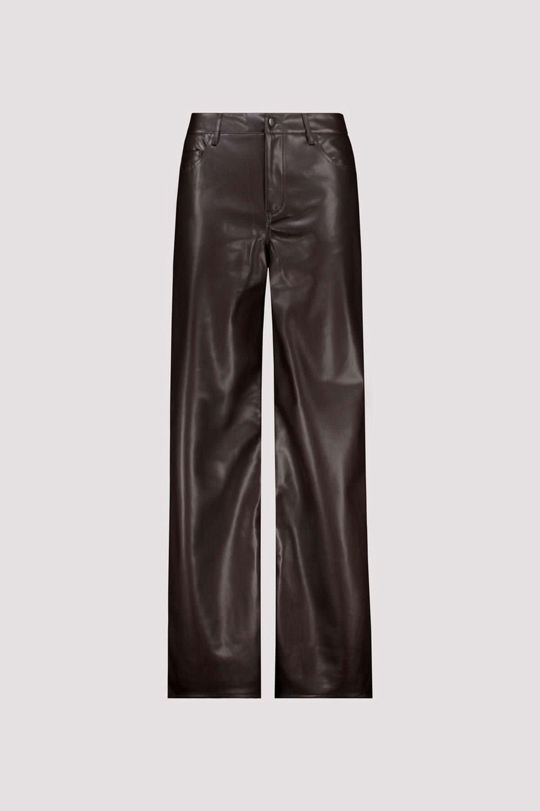 Pantalon à jambe large en similicuir noir vue de face pour femme Monari