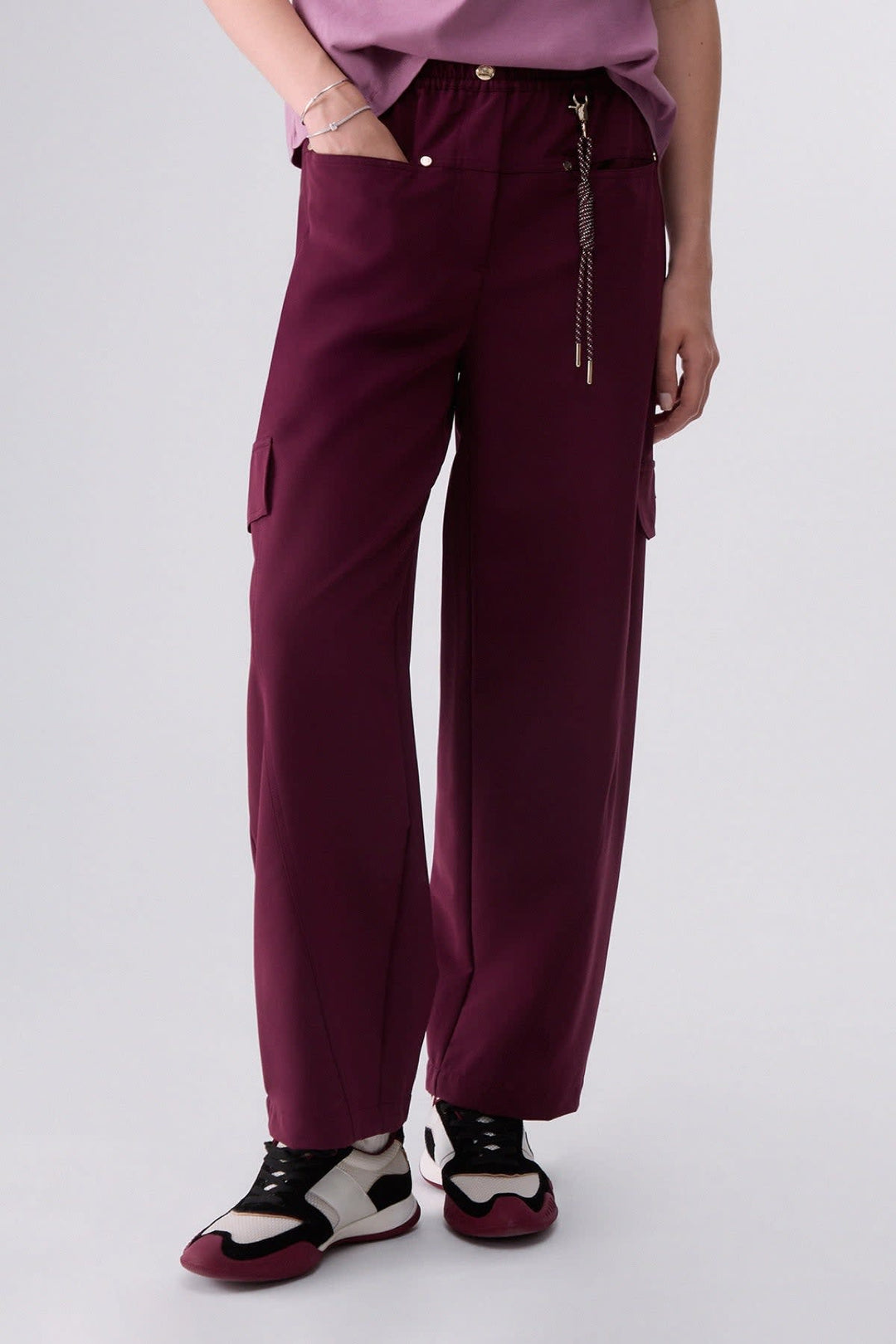 Pantalon cargo à jambe large pour femme liujo