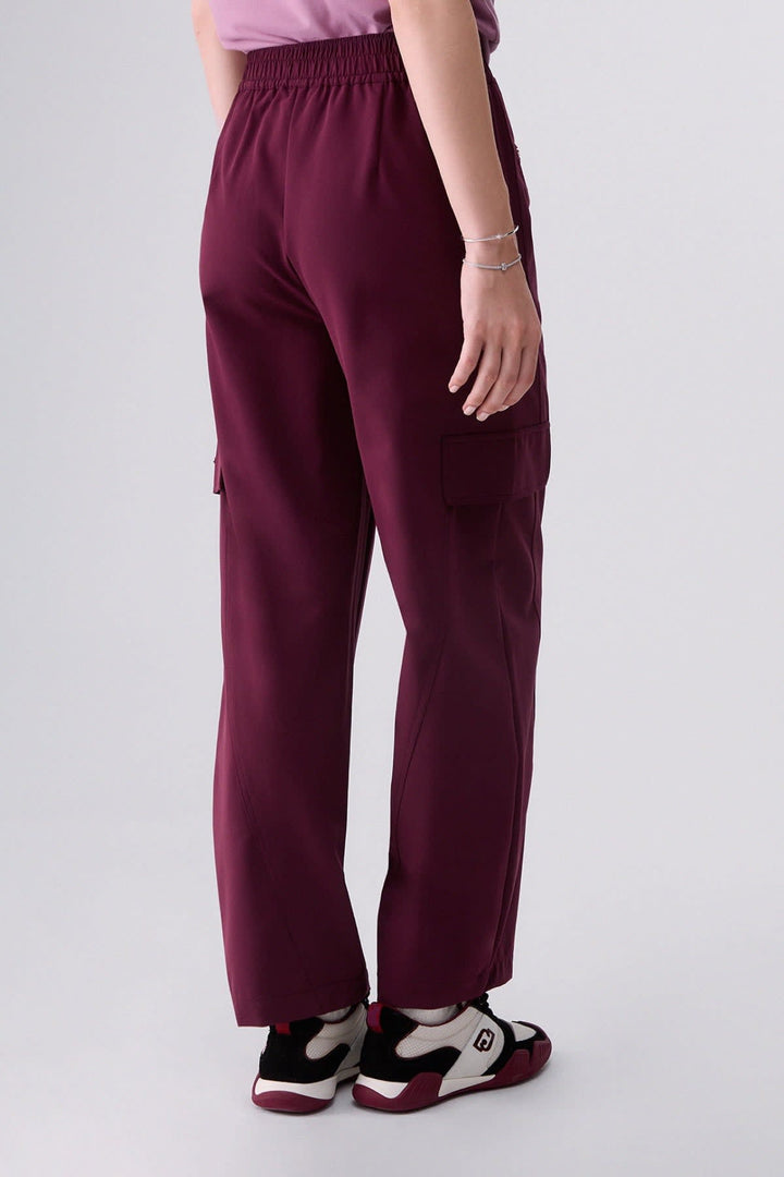 Pantalon cargo à jambe large pour femme liujo
