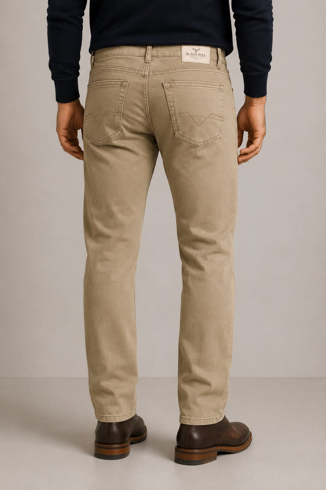 Side view of Black Bull stretch five-pocket black jeans for men - Valérie Simon