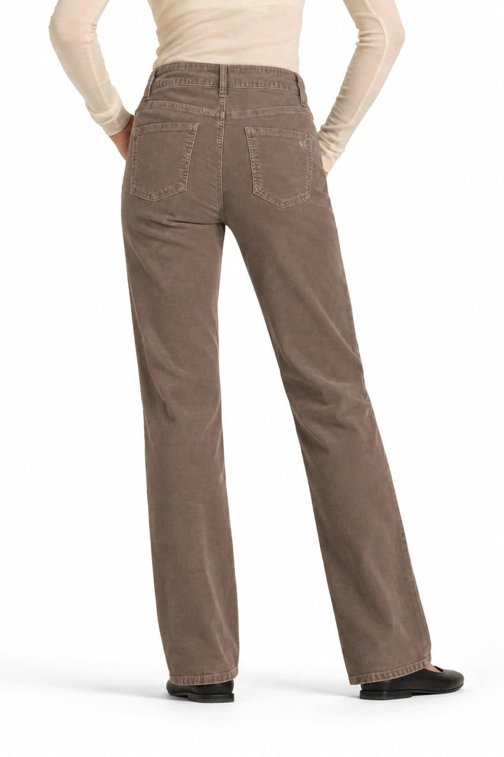 Women’s straight-leg fine corduroy pants, front view, by Cambio