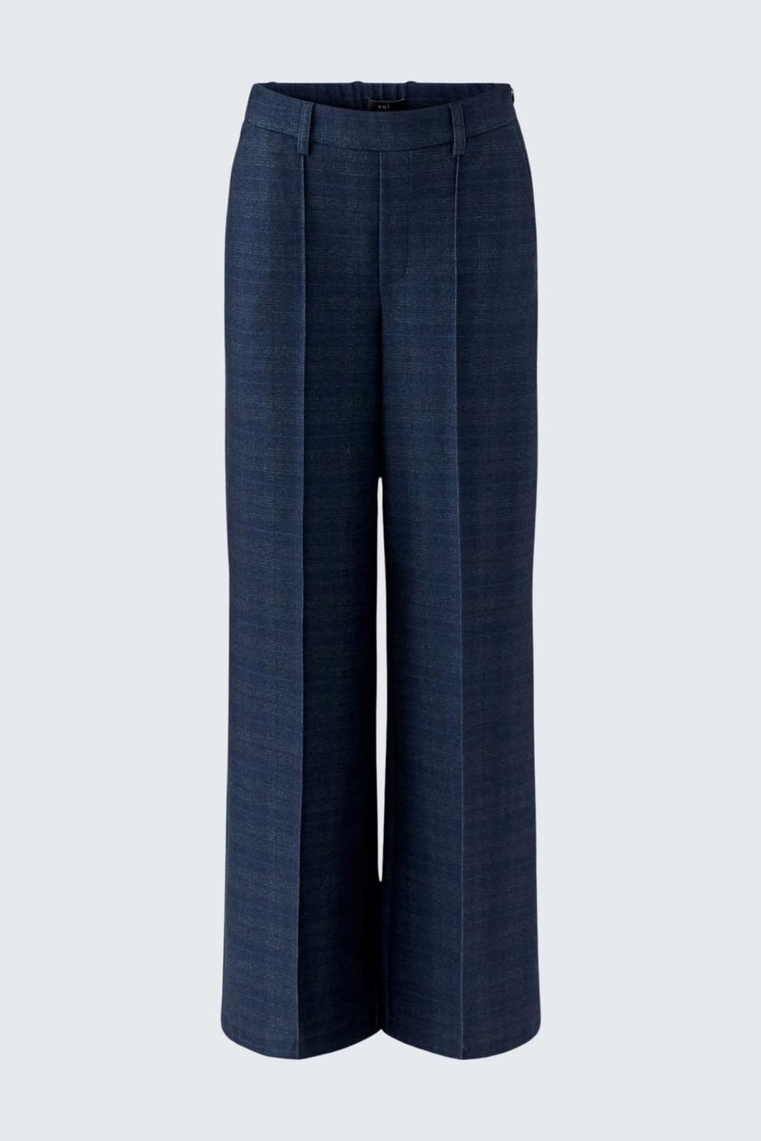 Pantalon droit en jersey à carreaux vue de face pour femme Oui
