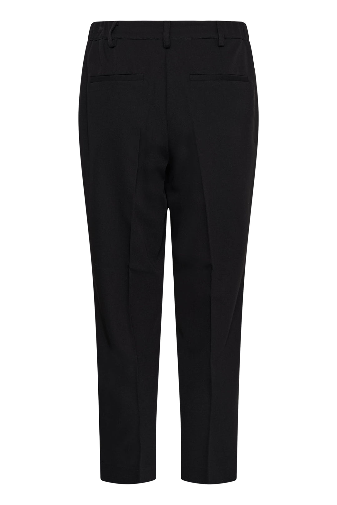 Vue de profil pantalon habillé Kaffe pour femme noir à jambe droite écourtée avec ourlet fendu - Valérie Simon