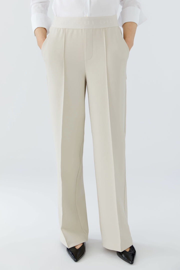 Vue avant pantalon large bleu marine Oui pour femme avec ceinture - Valérie Simon