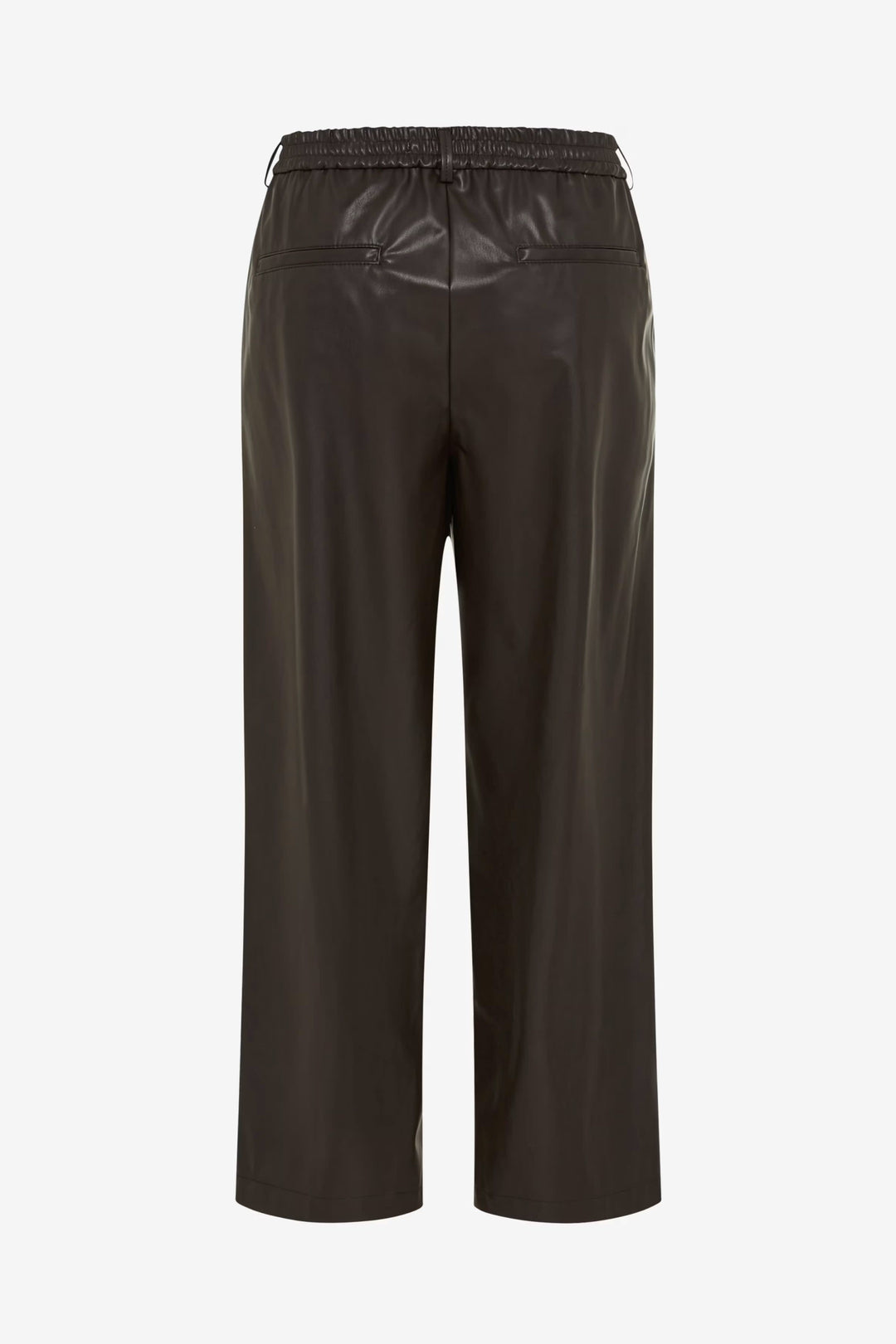 Pantalon Maine en similicuir noir à jambe large vue de face pour femme Brax
