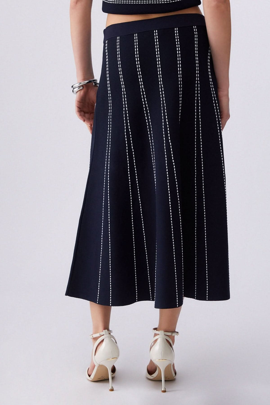 Flared midi skirt with a striped pattern