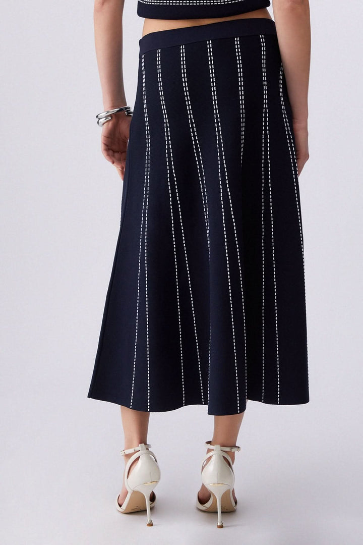 Flared midi skirt with a striped pattern