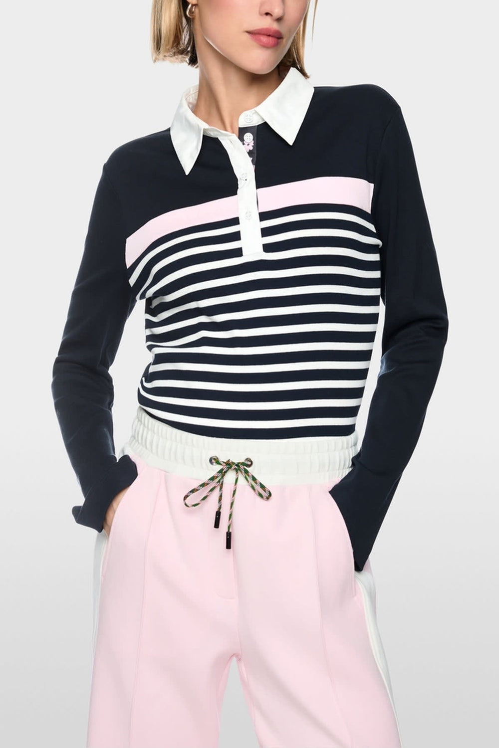 Polo à structure côtelée et rayures pour femme Marc Cain