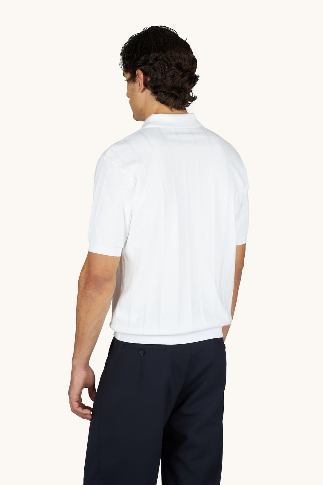 Polo texturé à côtes verticales pour homme vue avant marine Paul and Shark - Valérie Simon