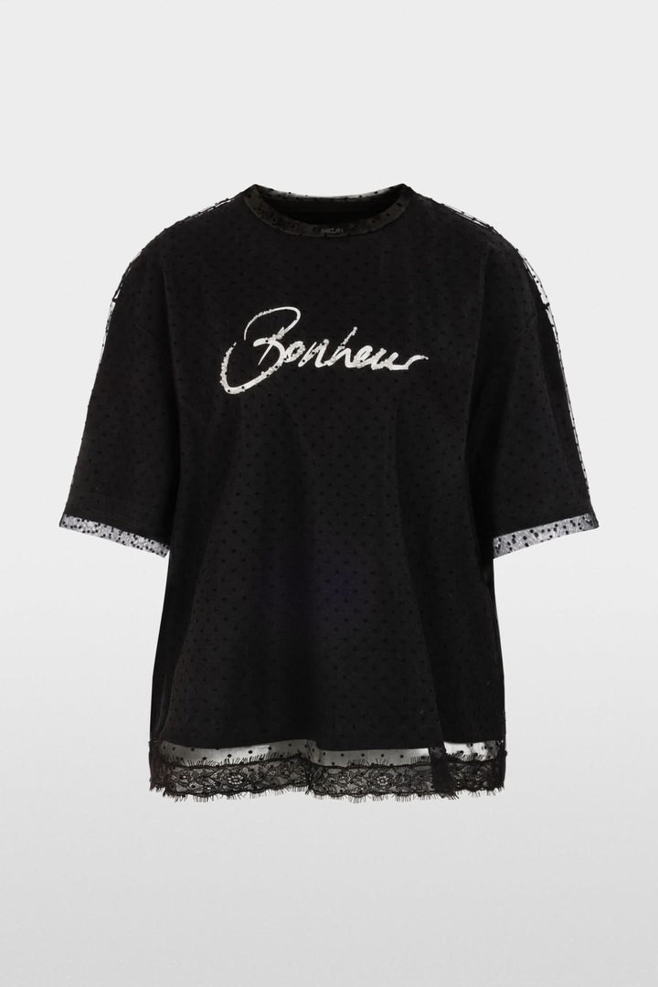 T-shirt 2 en 1 avec dentelle et perles