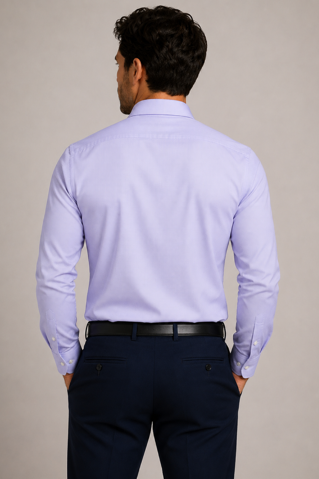 Long-sleeve casual shirt with a micro pattern