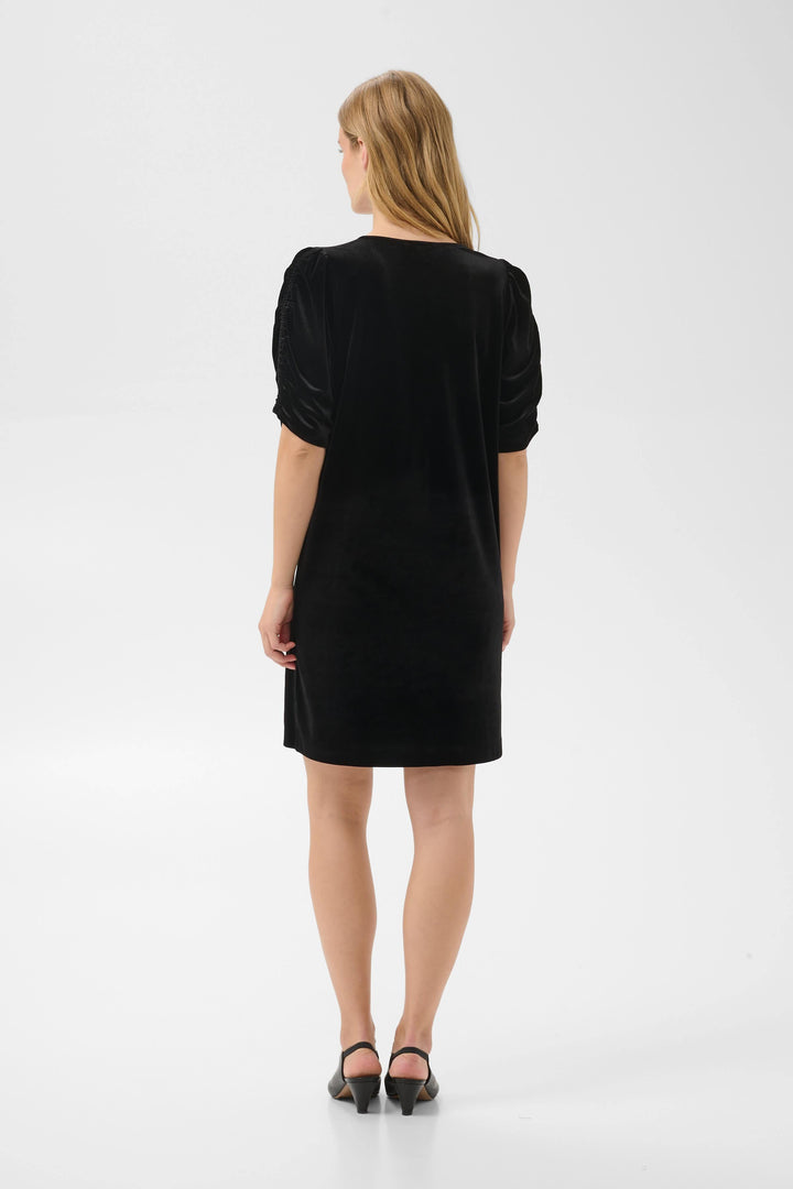 Robe courte Didem effet velours à manches froncées vue de face pour femme Part Two