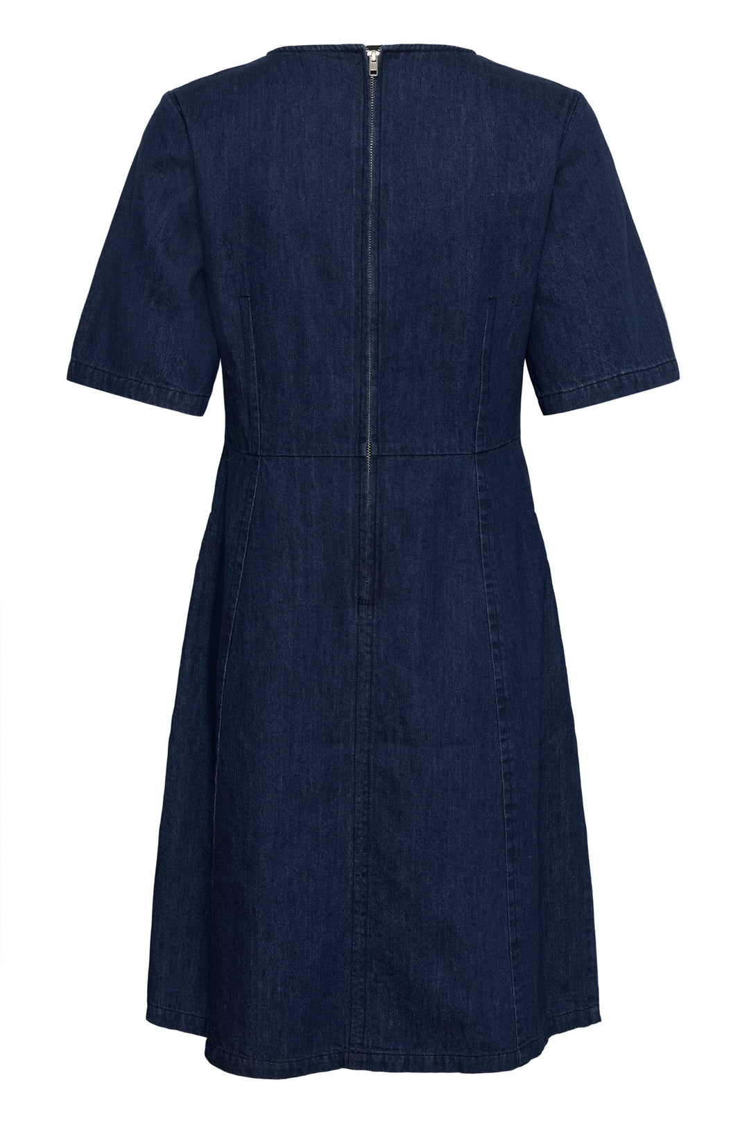 Robe courte en denim bleu à col chemise vue de face pour femme Part Two
