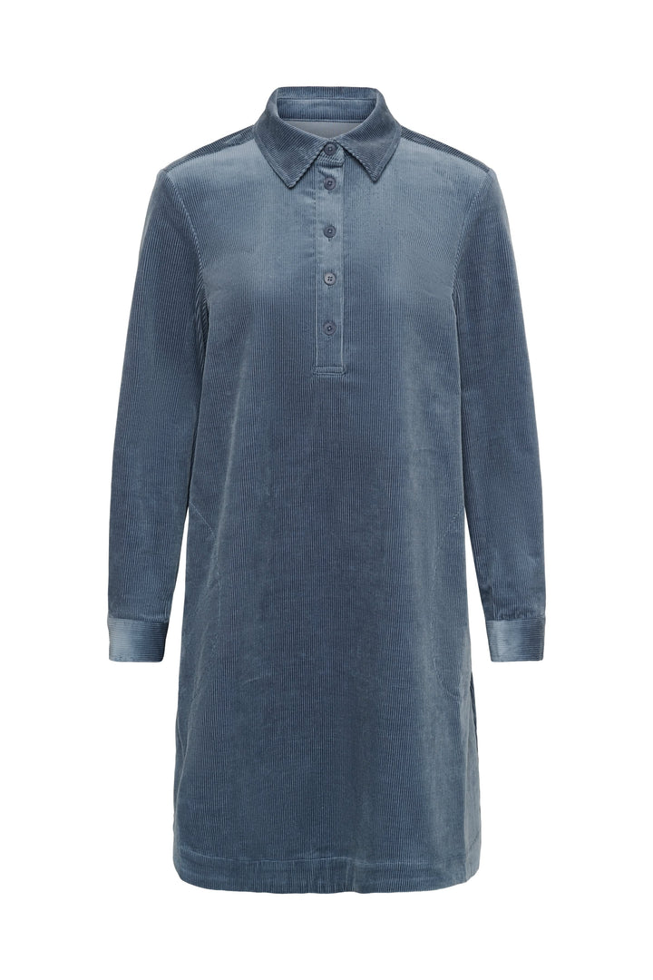 Robe courte en velours côtelé à col chemise vue de face pour femme Part Two