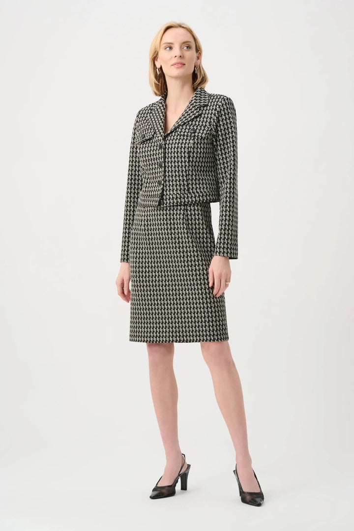 Vue de face robe Joseph Ribkoff pour femme noir texturé, manches longues - Valérie Simon