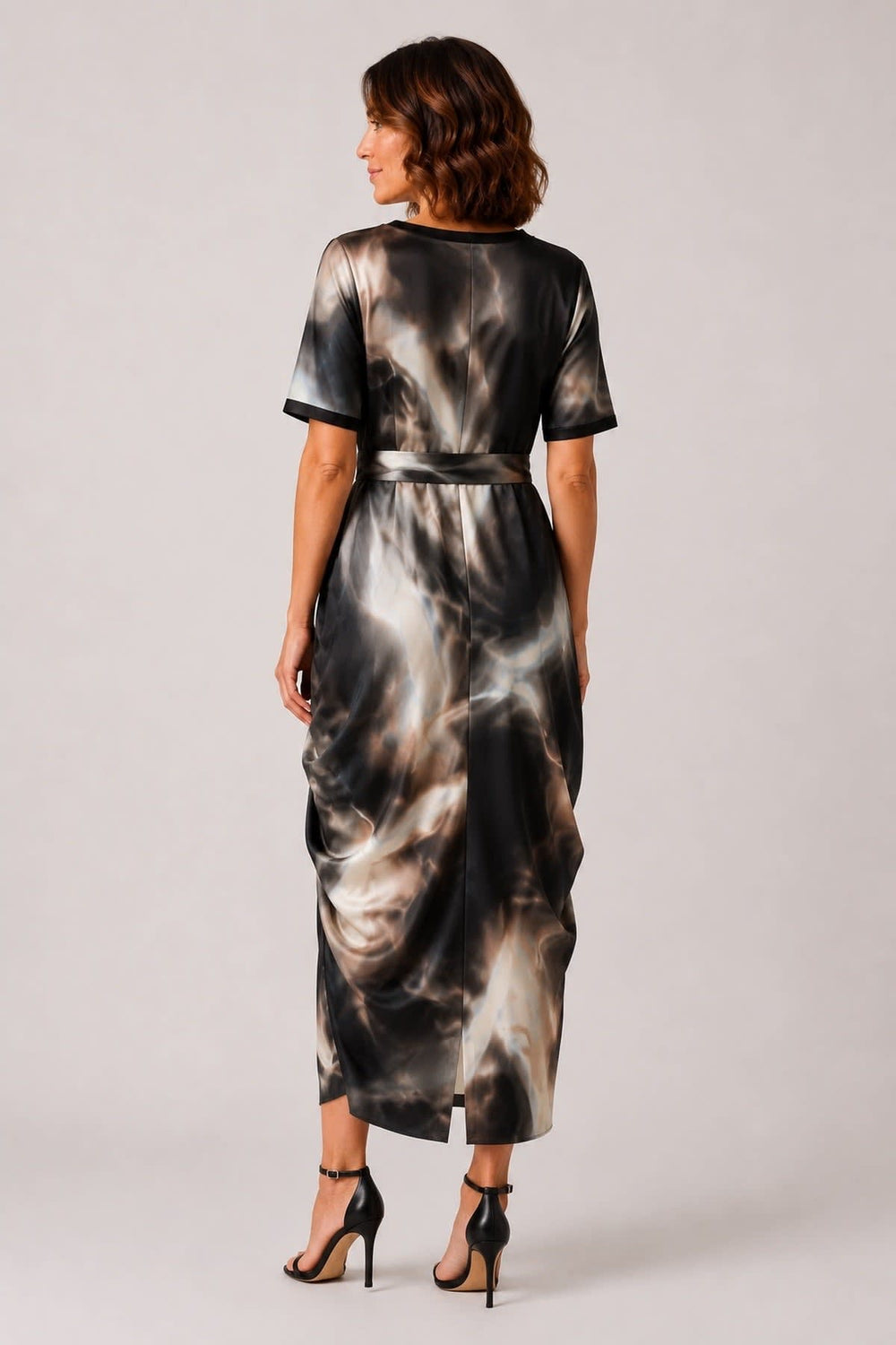 Vue latérale robe imprimée Xenia femme multicolore avec motif floral - Valérie Simon