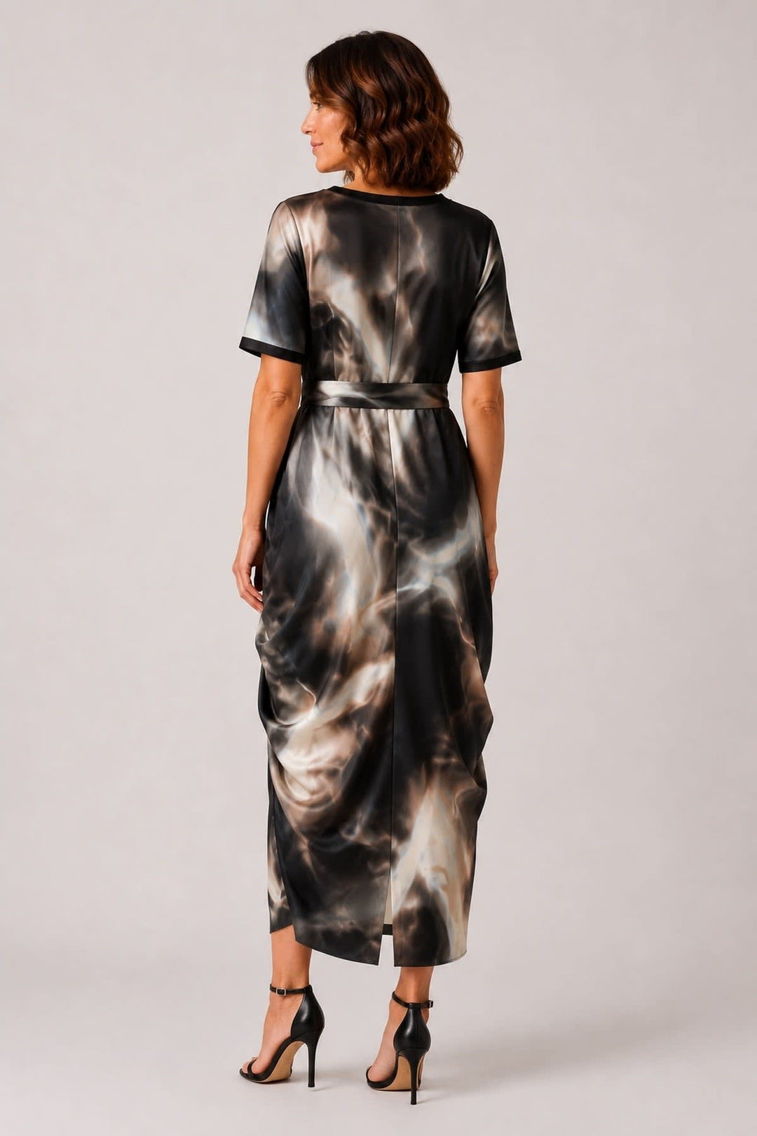 Vue latérale robe imprimée Xenia femme multicolore avec motif floral - Valérie Simon
