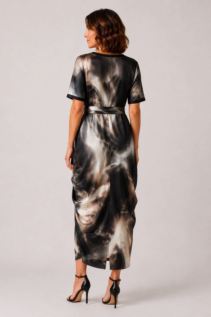 Vue latérale robe imprimée Xenia femme multicolore avec motif floral - Valérie Simon