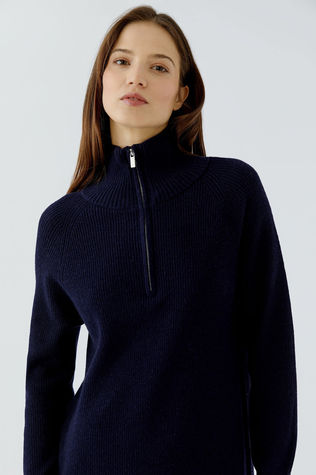 Robe midi en tricot à col zippé pour femme Oui