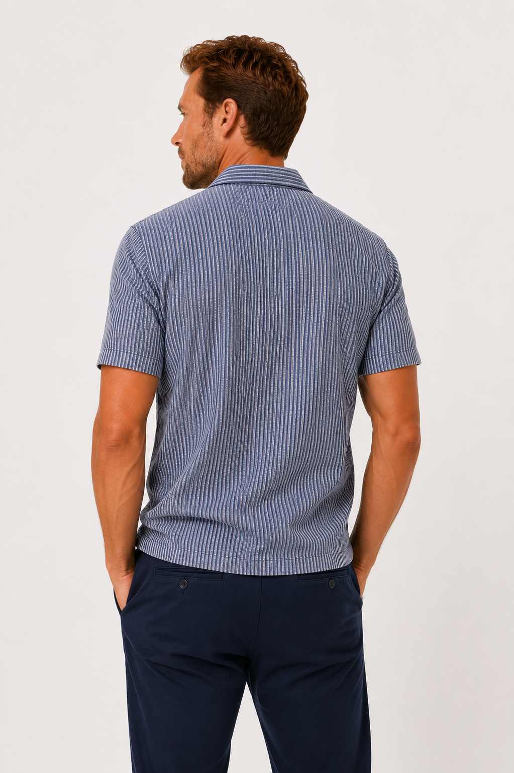 Short-sleeved striped shirt
