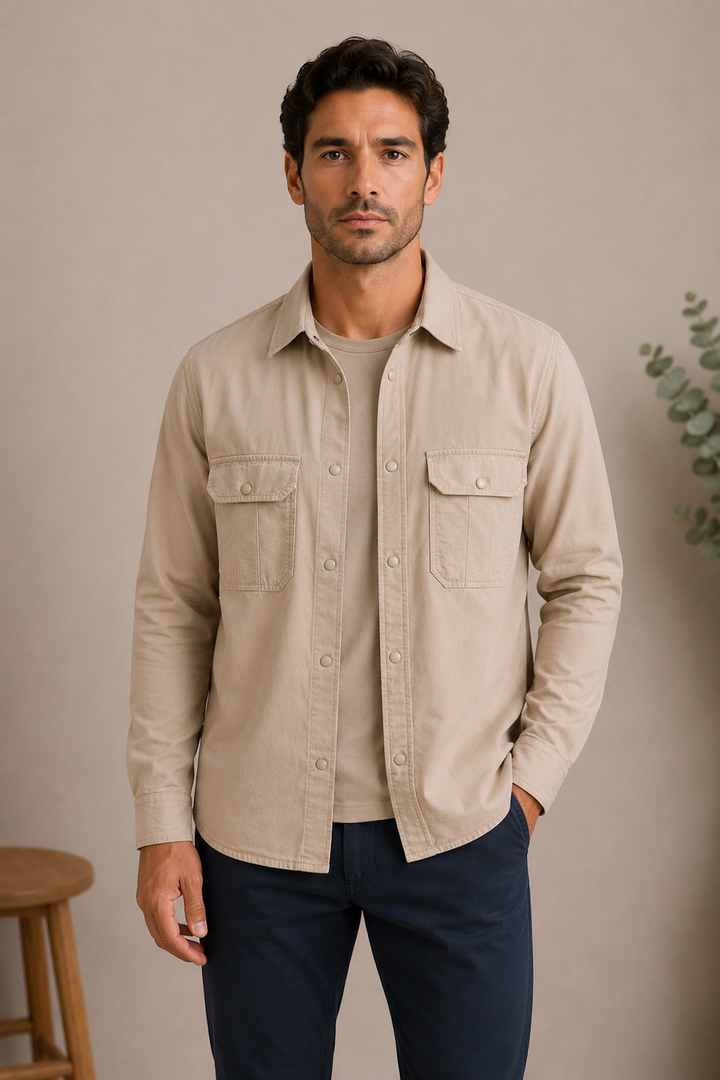 Overshirt utilitaire en coton extensible