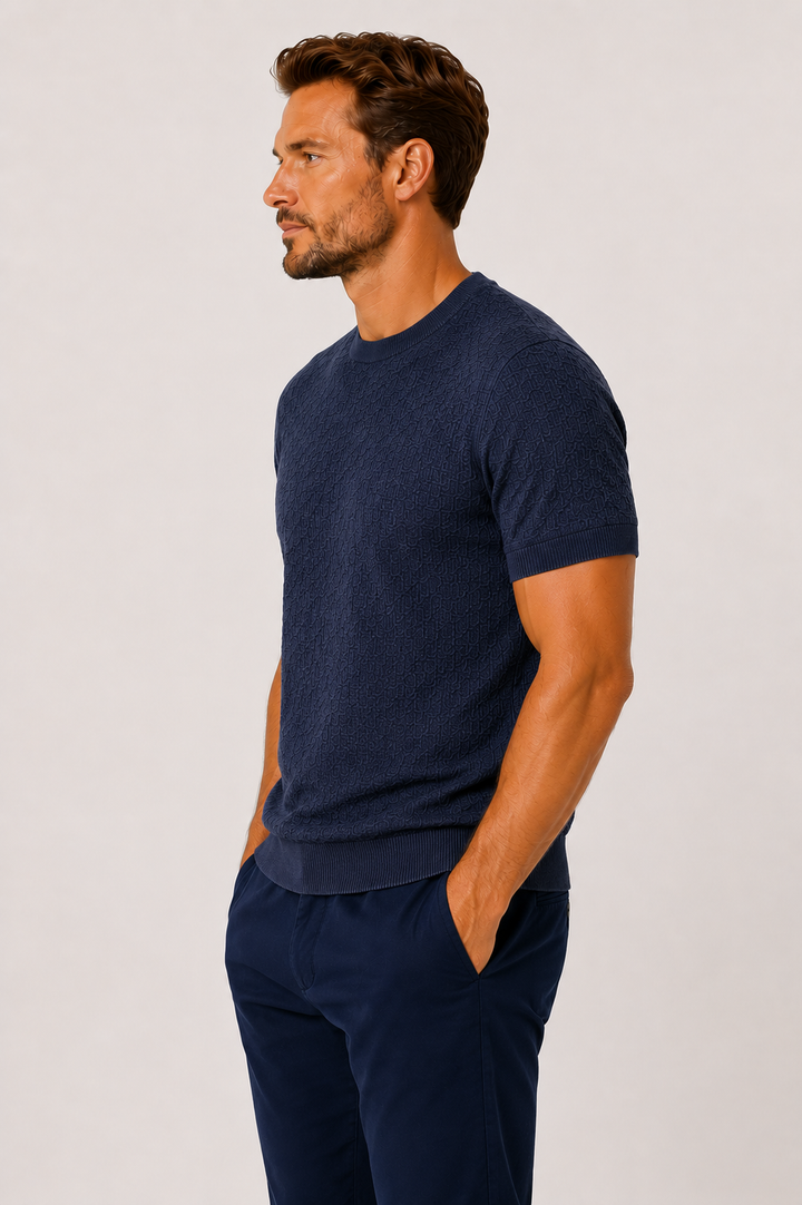 textured linen and cotton T-shirt