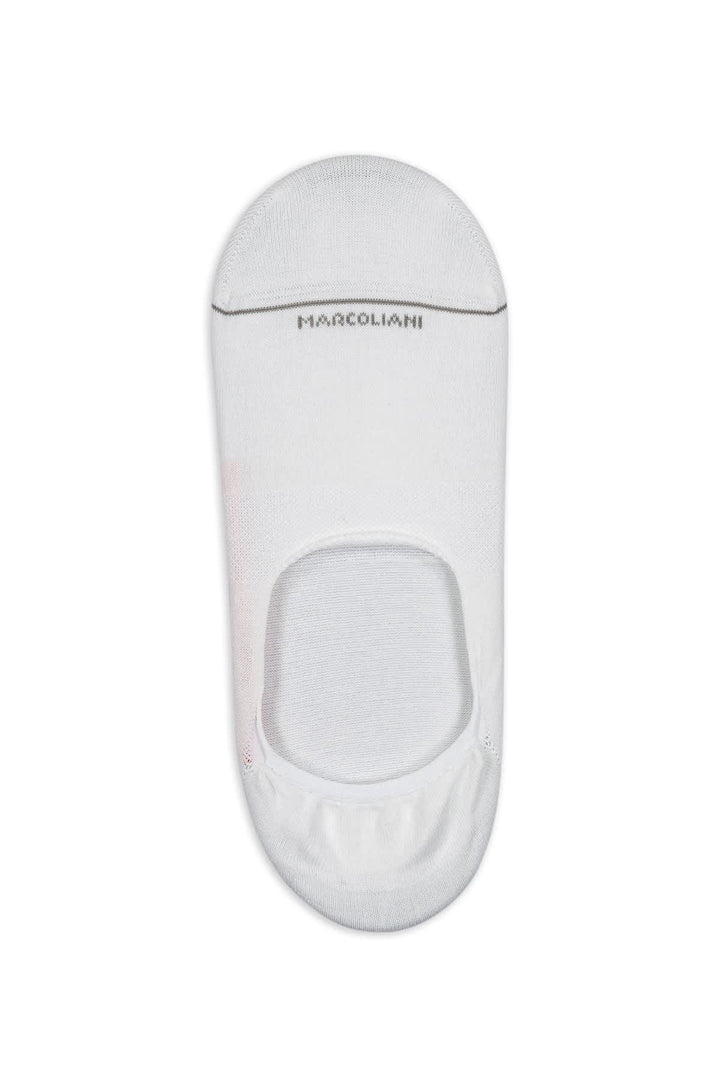 Socquettes invisibles unies Marcoliani homme en bleu, vue portées sur pied, points discrets à l&
