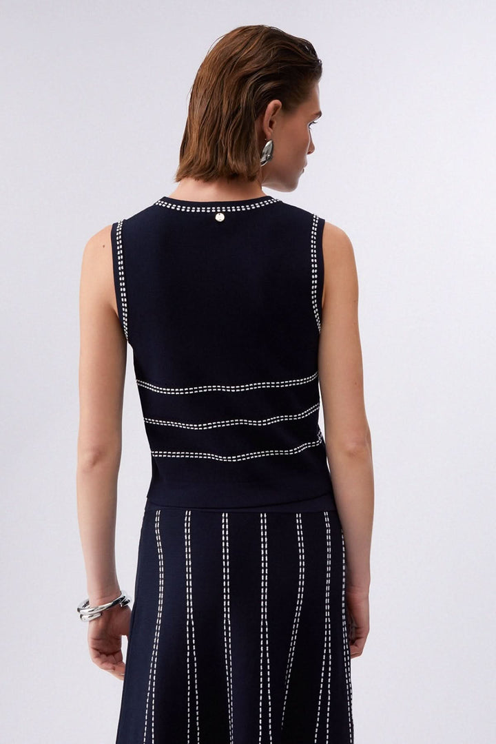 Striped sleeveless knit tank top