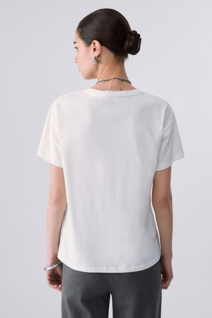 Front view raccoon print T-shirt for women liujo
