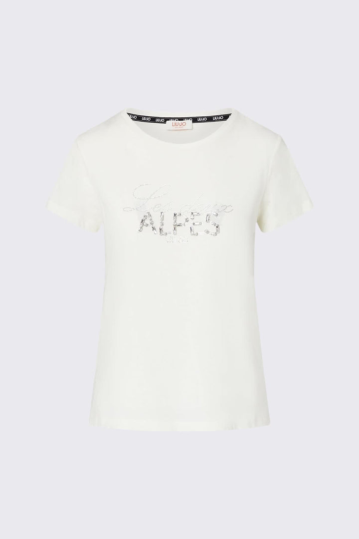 T-shirt à lettrage ornementé pour femme liujo