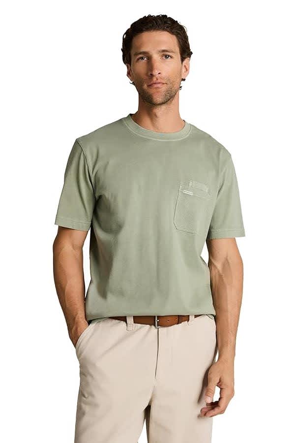 Vue de face T-shirt à poche poitrine Tom Tailor pour homme beige - Valérie Simon