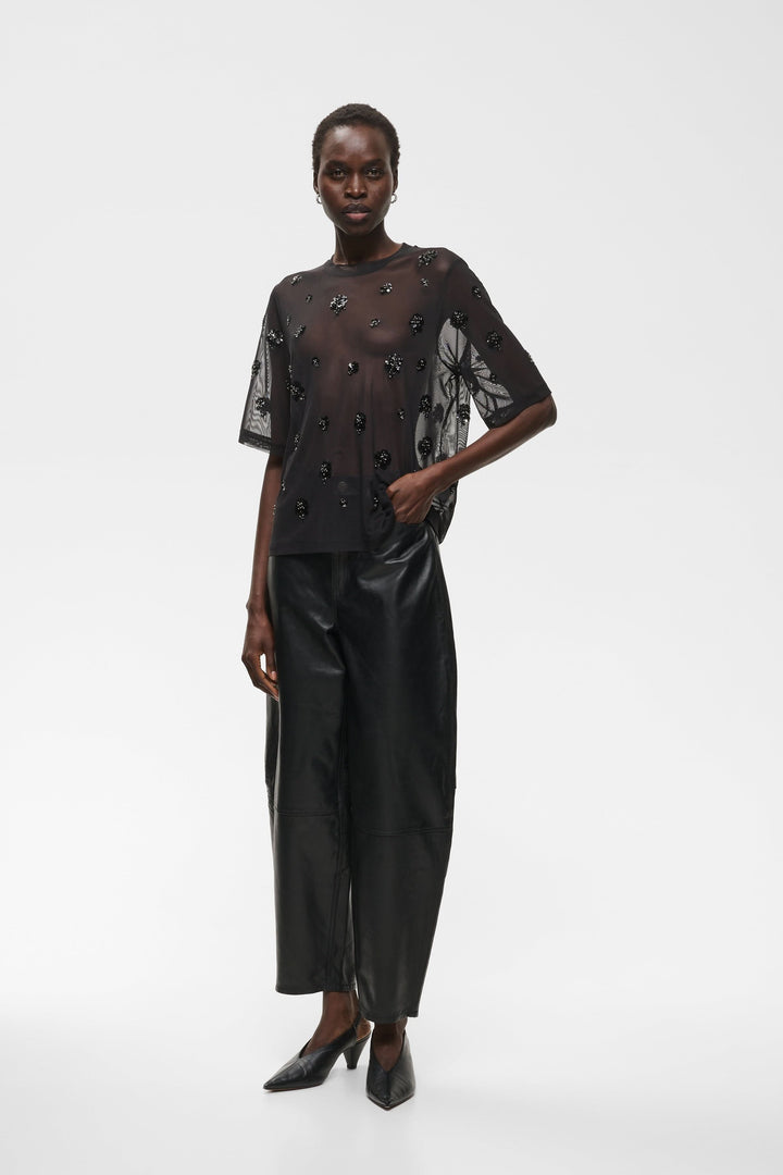 Women’s Bami T-shirt in sheer tulle with floral sequins, front view Inwear